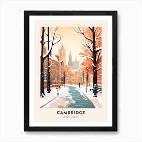 Vintage Winter Travel Poster Cambridge United Kingdom 2 Art Print