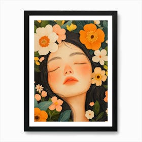 girls and flowers Art Print