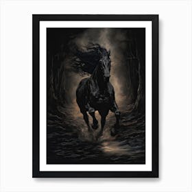 A Horse Painting In The Style Of Tenebrism 1 Art Print