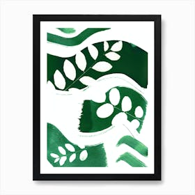 Green Leaves On Waves Art Print