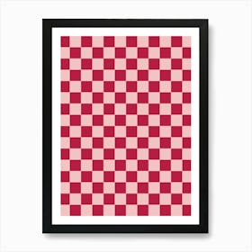 Checkerboard Magenta And Peach Art Print