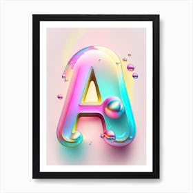 A, Alphabet Bubble Rainbow 1 Art Print