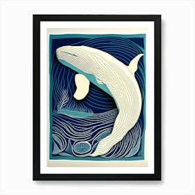 Whimisical Whale Linocut Art Print