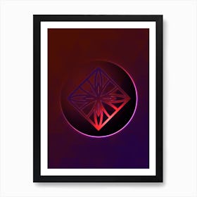 Geometric Neon Glyph on Jewel Tone Triangle Pattern 145 Art Print