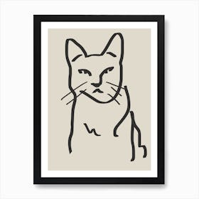 Line Art Cat Drawing 2 Art Print