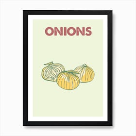 Onion, Condiment, Kitchen, Cartoon, Art, Style, Minimal, Wall Print Art Print