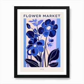 Blue Flower Market Poster Iris 4 Art Print