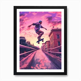 Skateboarding In Rome, Italy Futuristic 2 Poster