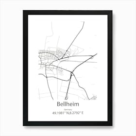 Bellheim,Germany Minimalist Map Art Print