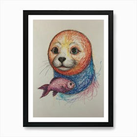 Seal With Fish Art Print