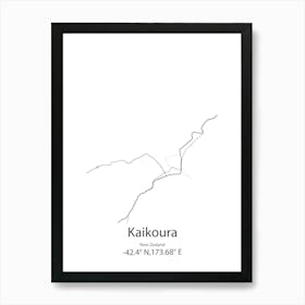 Kaikoura,New Zealand Minimalist Map Art Print