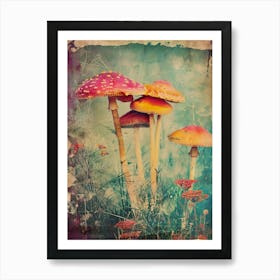Retro Kitsch Mushroom Collage 3 Art Print