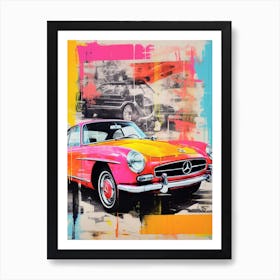 Classic Car Pop Art Risograph Inspired 4 Art Print