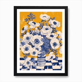 Anemone Flowers On A Table   Contemporary Illustration 2 Art Print