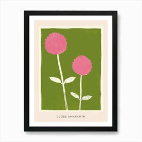 Pink & Green Globe Amaranth 2 Flower Poster Art Print