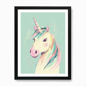 Pastel Block Colour Unicorn 1 Art Print