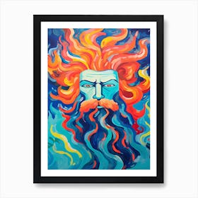 Vibrant Poseidon Pop Art 8 Art Print