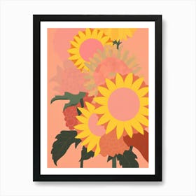 Sunflowers Flower Big Bold Illustration 1 Art Print