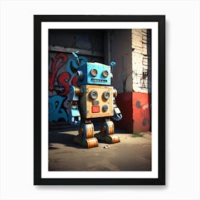 Robot In The Street 1 Art Print