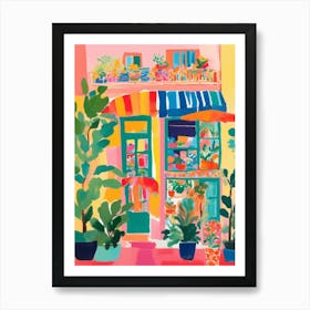 Colorful Shop facade with plants Art Print