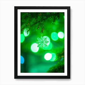 Decorative Spot Green Illumination Holiday Bright Snowflake Highlight Festive High Coloured (18) Art Print