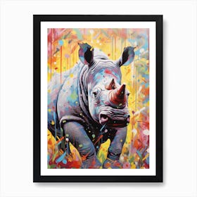 Paint Splash Dotty Rhino 3 Art Print