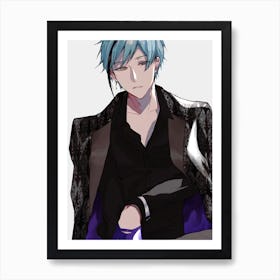 Anime Boy With Blue Hair Art Print