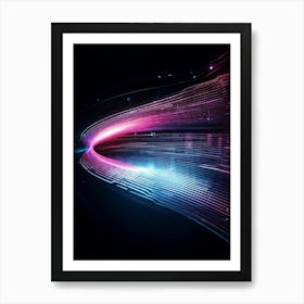 Abstract Vector Representation Of A Futuristic Concept Warp Lines Glowing With Neon Hues Converging (3) Art Print