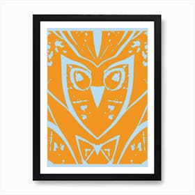 Abstract Owl Orange And Grey 2 Art Print