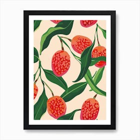 Lychee Fruit Pattern Illustration 3 Art Print