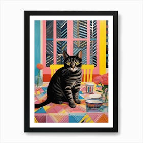 Cat At The Table Art Print