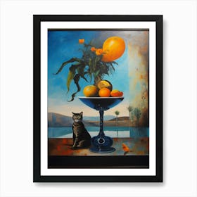 Paradise With A Cat 1 Dali Surrealism Style Art Print