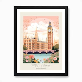 The Palace Of Westminster   London, England   Cute Botanical Illustration Travel 2 Poster Art Print