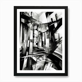 Distorted Reality Abstract Black And White 5 Art Print