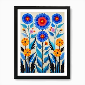 Flower Motif Painting Cornflower 4 Art Print