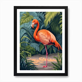 Greater Flamingo Galapagos Islands Ecuador Tropical Illustration 3 Art Print