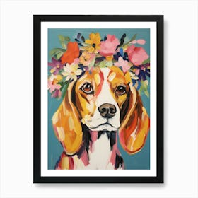 Beagle Portrait With A Flower Crown, Matisse Painting Style 3 Art Print