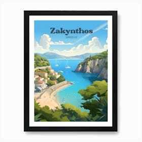 Zakynthos Greece Seaside Modern Travel Art Art Print