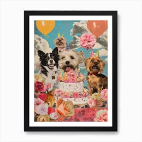 Dog Birthday Party Collage 2 Art Print