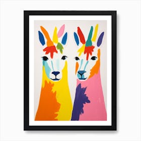 Colourful Kids Animal Art Llama 3 Art Print