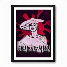 Abstract Woman In A White Hat Art Print