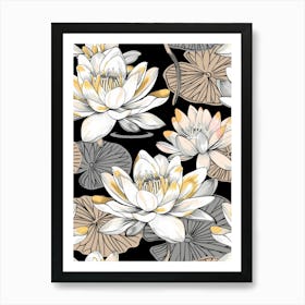 Water Lily Seamless Pattern Art Print