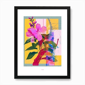 Lilac 4 Neon Flower Collage Poster Art Print