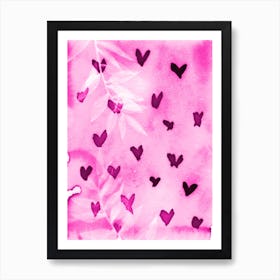Pink Hearts Art Print