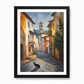 Painting Of A Street In Rome With A Cat 2 Impressionism Art Print