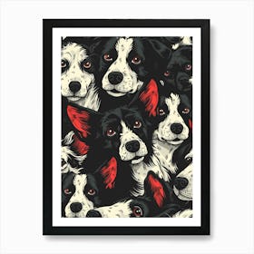 Perfectly Repeatable Artwork With Cute Dog Faces 01 Art Print