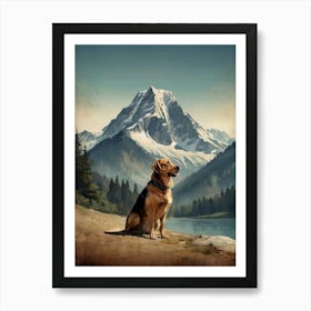 Hiker Dog in Mountains Art Print