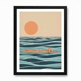 Swimmer In The Ocean Canvas Print Art Print