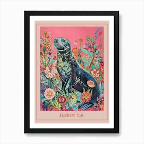Floral Animal Painting Elephant Seal 4 Poster Art Print