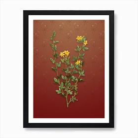 Vintage Yellow Jasmine Flowers Botanical on Falu Red Pattern n.0683 Art Print